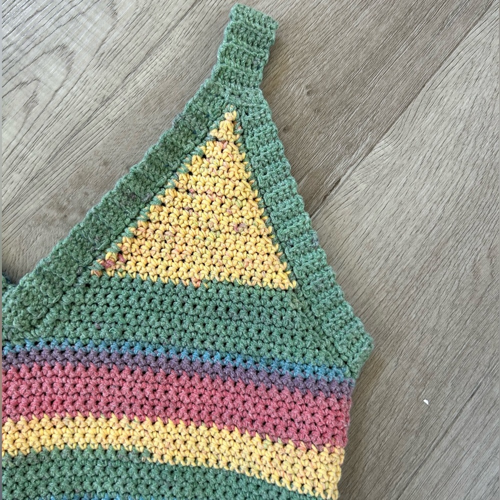 Hand Crocheted Custom Seamless Rainbow Cropped Tank Top - Picture 3 of 10